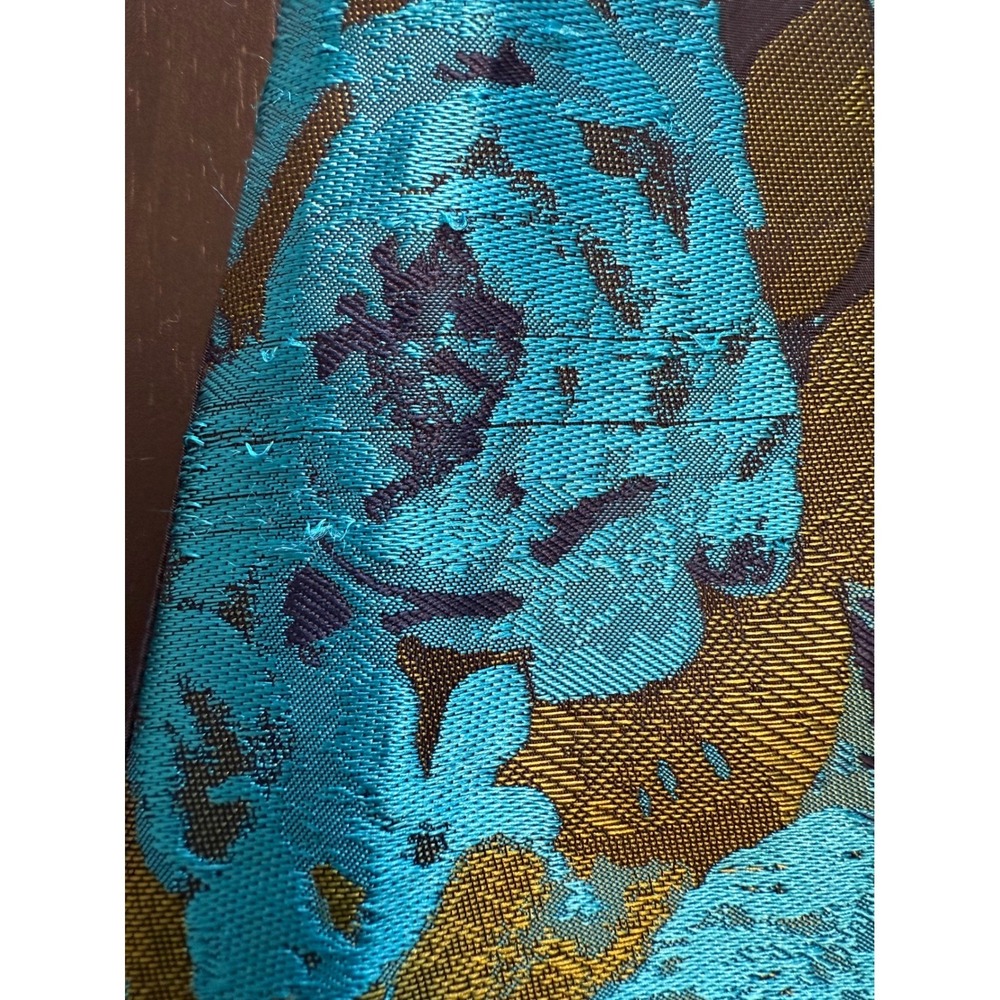 Anthropologie Floral Brocade Midi Skirt Womens Navy Blue Turquoise A-Line Party - Picture 9 of 16